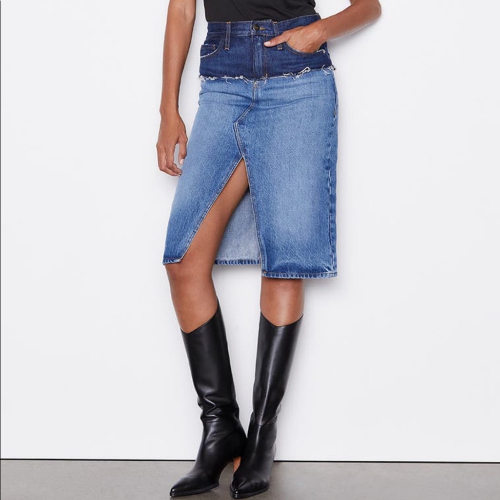 Frame Reconstructed Denim Skirt Sz 27